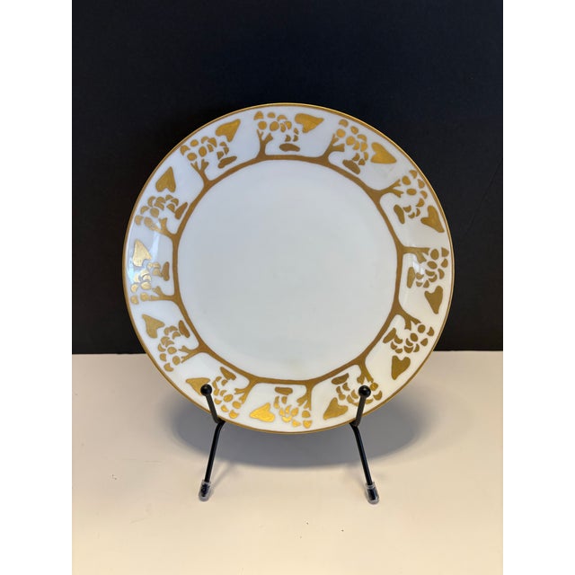 Art Nouveau Antique Empire Bavaria Art Nouveau Gilt 8” Cabinet Plate – Crown r.c. Mark, Circa 1920 For Sale - Image 3 of 5