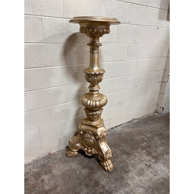 Monumental Gold Leaf Wood Carved Pedestal Lamp Base 54.5” Chairish