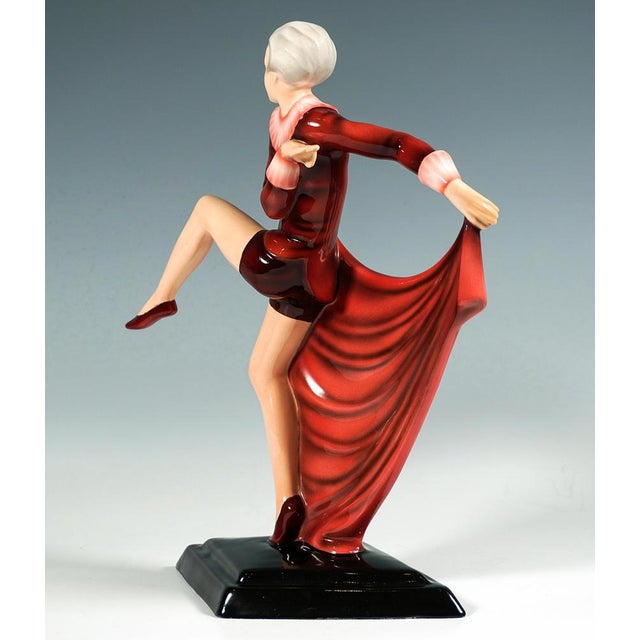 1930s Art Deco Figure Posing Dancer with Cloth attributed to Lorenzl for Goldscheider Vienna, 1939 For Sale - Image 5 of 8