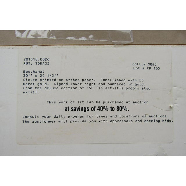 1990s Framed Tomasz Rut “Bacchanal” Signed Limited Edition Giclee, 16/150 For Sale - Image 11 of 13