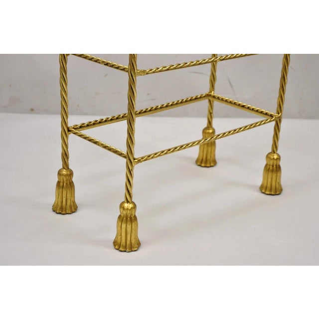 Italian Hollywood Regency Gold Gilt Iron 3 Tier Shelf Small Display Stand (A) For Sale - Image 4 of 12