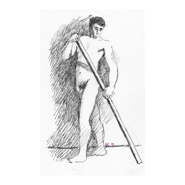 1981 Hayward Cirker Male Nude Drawing For Sale