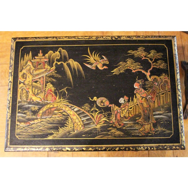 Wood Circa 1900 English Edwardian Nest of Three Lacquer Tables For Sale - Image 7 of 10