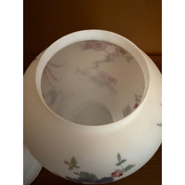 Satin glass ginger jar with rooster and flowering branch decoration, gold trim. Original Made in Italy label. Styles:...