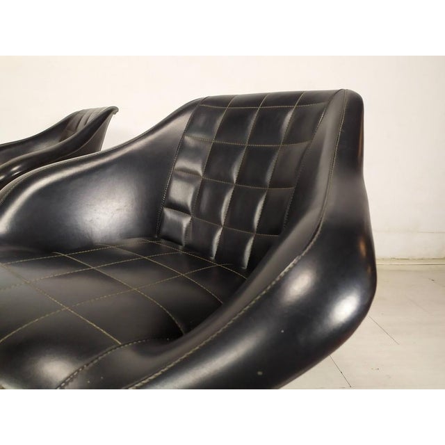 Set of Vintage Black Skai Armchairs, 1960s For Sale - Image 15 of 18