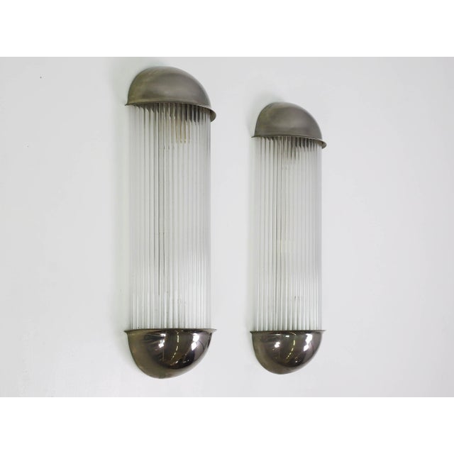 Mid-Century Modern French Art Deco Wall Lights with Glass Rods attributed to Henri Petitot, France, 1920s, Set of 2 For Sale - Image 3 of 6