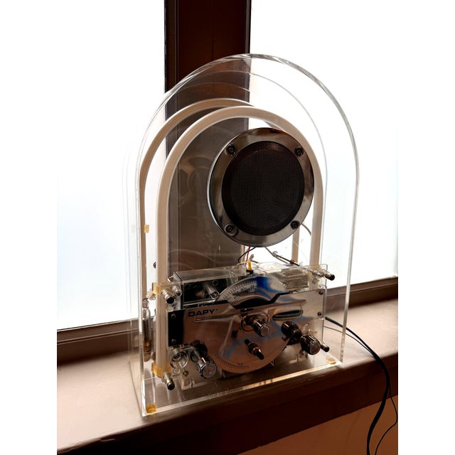 Transparent Dapy Paris Transparent Neon Radio Sculpture – Acrylic Design Object, France, C. 1989 For Sale - Image 8 of 8