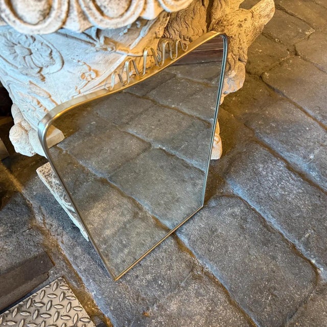 Gio Ponti An Iconic 1950s Gio Ponti Mid-Century Modern Brass Italian Wall Mirror For Sale - Image 4 of 13