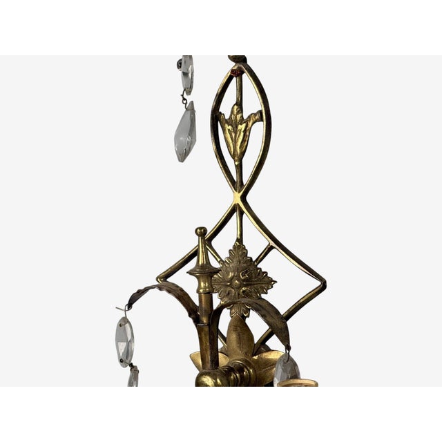 Bronze 1950s Neoclassical Style, Wall Sconces, Bronze, Crystal, France - a Pair For Sale - Image 8 of 11