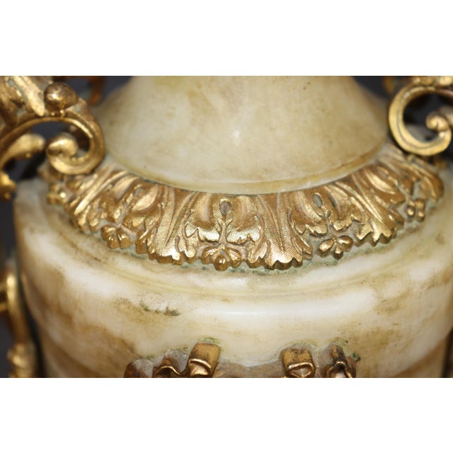 Pair French Louis XVI 19th Century Ormolu Mounted Alabaster Lamps For Sale - Image 12 of 16