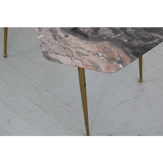 Italian Asymmetrical Coffee Table with Iron Legs & Marble Top, 1950s For Sale - Image 6 of 15