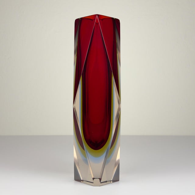 Mid-Century Modern Red Sommerso Murano Glass Vase, 1970s For Sale - Image 3 of 18
