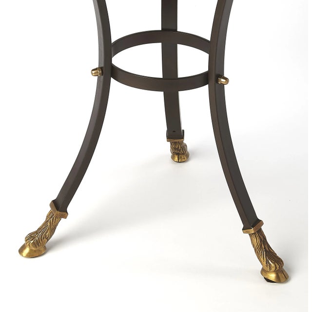 Traditional Meurice Glass & Metal Accent Table, Black For Sale - Image 3 of 4