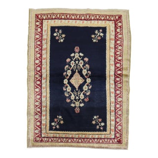 Antique Zabihi Collection Turkish Ghiordes Floral Rug - 4'4" x 5'10" For Sale