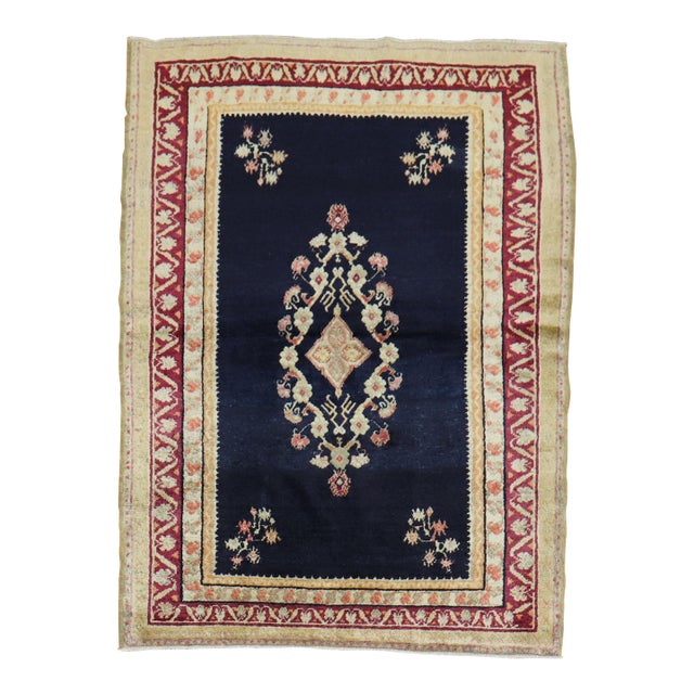 Antique Zabihi Collection Turkish Ghiordes Floral Rug - 4'4" x 5'10" For Sale