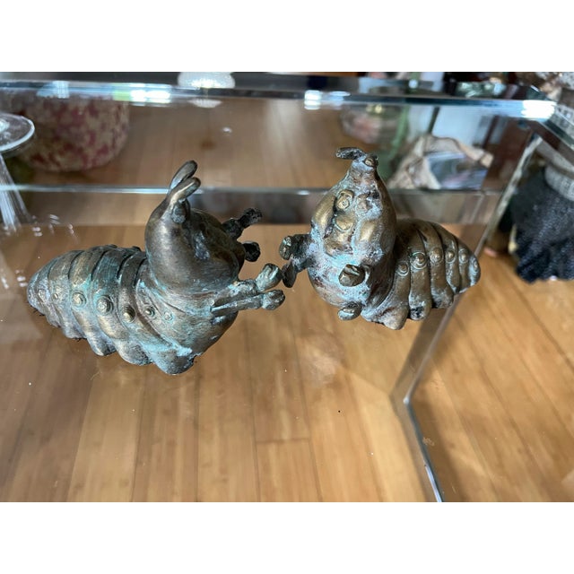 Up for consideration is a beautiful pair of brass caterpillar bookends. These would look lovely in your home and they are...