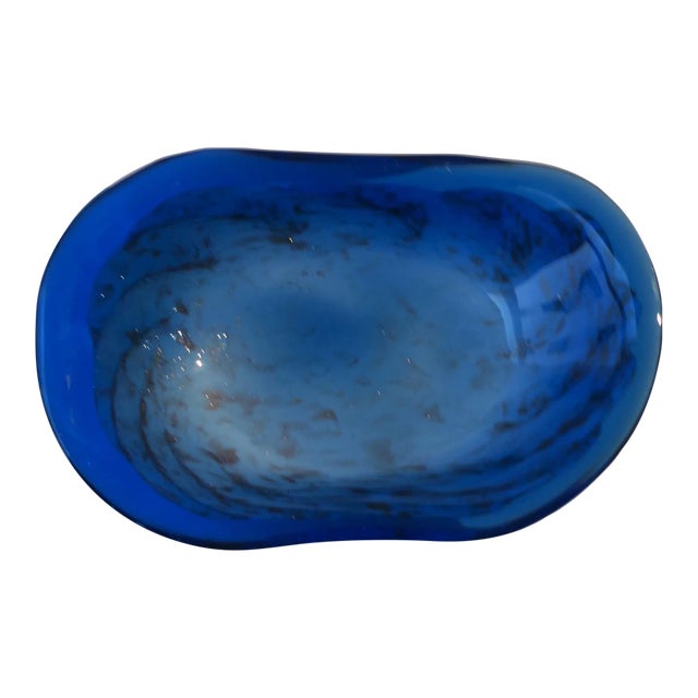 Blue and White Art Glass Bowl For Sale