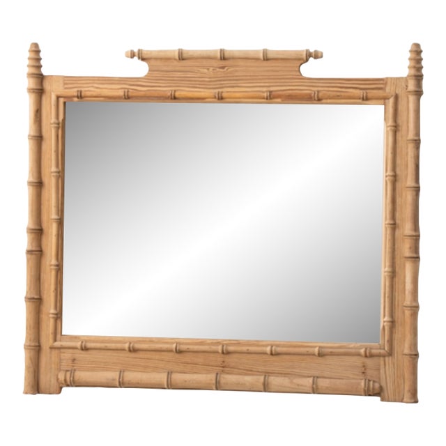 Circa 1900 French Faux Bamboo Carved Wood Wall Mirror For Sale