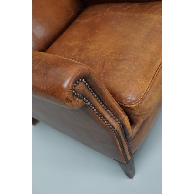 Vintage Dutch Cognac Colored Leather Club Chair For Sale - Image 9 of 18