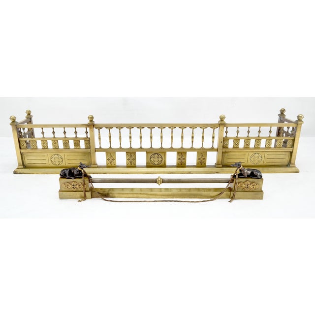 Large Antique Ornate Solid Brass Fireplace Fender Towel Rack c1900s Stunning For Sale - Image 10 of 15