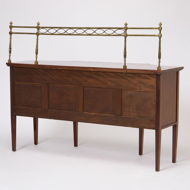 Antique English 19th Cent George III Inlaid Sideboard W/ Removable Brass Gallery For Sale - Image 12 of 13