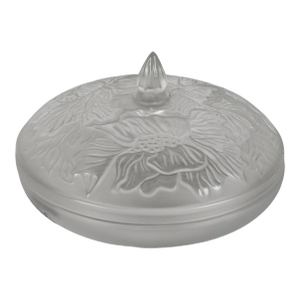 Lalique Floral Frosted French Crystal Powder Box