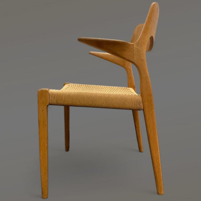 No. 55 Armchair in Oak and Paper Cord by Niels Otto Møller for J.L. Møllers, 1950s For Sale - Image 12 of 16