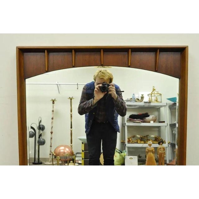 Mid-Century Modern Vintage Mid Century Modern Kent Coffey Perspecta Style Walnut Pecan Mirror For Sale - Image 3 of 9