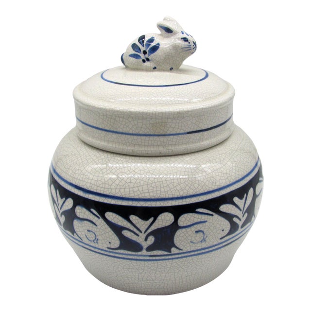 Vintage American Potting Shed Dedham Rabbit Cookie Jar Canister Bunny For Sale