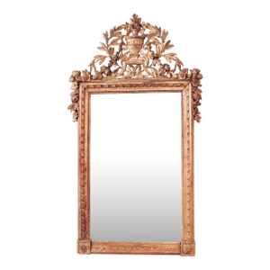 French Louis XVI Neoclassical Carved Gilt Wood Mirror