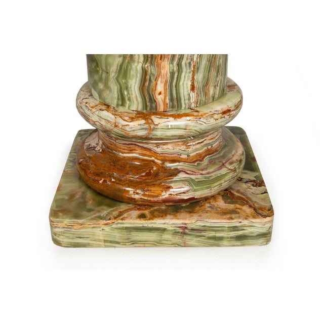 Roman Style Green & Brown Translucent Onyx Pedestal Column For Sale - Image 9 of 13