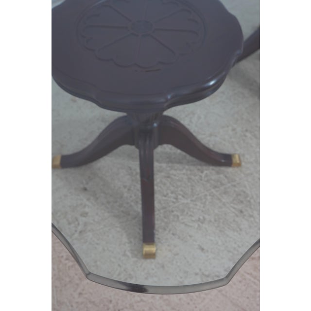 1990s Lexington Duncan Phyfe Mahogany Glass Top Dining Room Table For Sale - Image 5 of 12