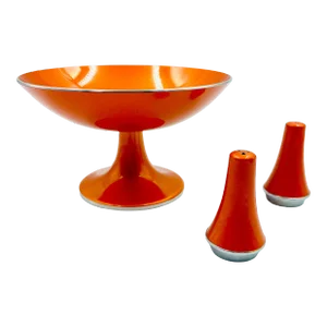 Mid 20th Century Bjorn Engo "Emalox Norway" Pedestal Bowl With Matching Salt & Pepper Set- 3 Pieces