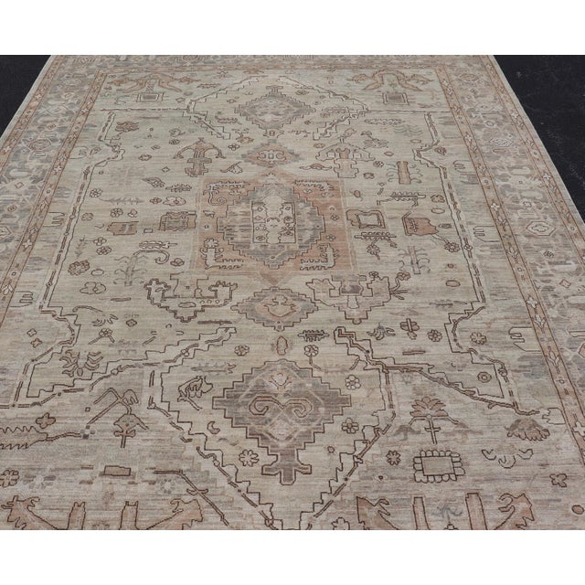 Finely Made Tabriz Design Rug in a Soft Taupe Field and Accents in Brown 8'9 X 11'7 For Sale - Image 4 of 11