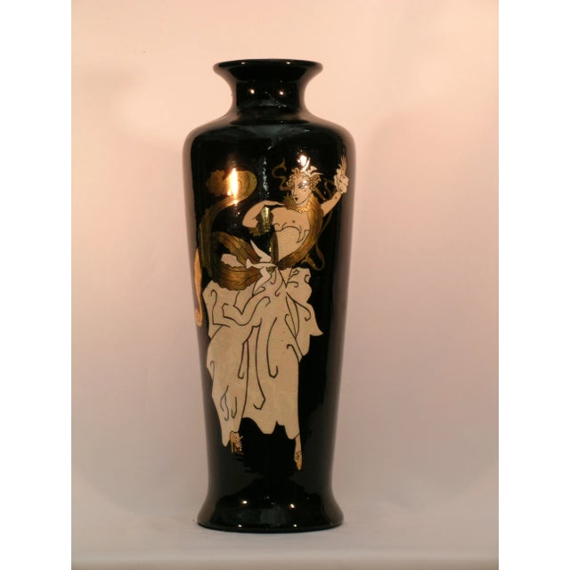1990s "Art Deco" Style Hand Painted Ceramic Vase After Erte For Sale - Image 11 of 11