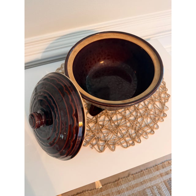 Vintage Mar-Crest Daisy Dot Covered Casserole Pot on Tripod Stand, 3 Pieces For Sale In Charleston - Image 6 of 7