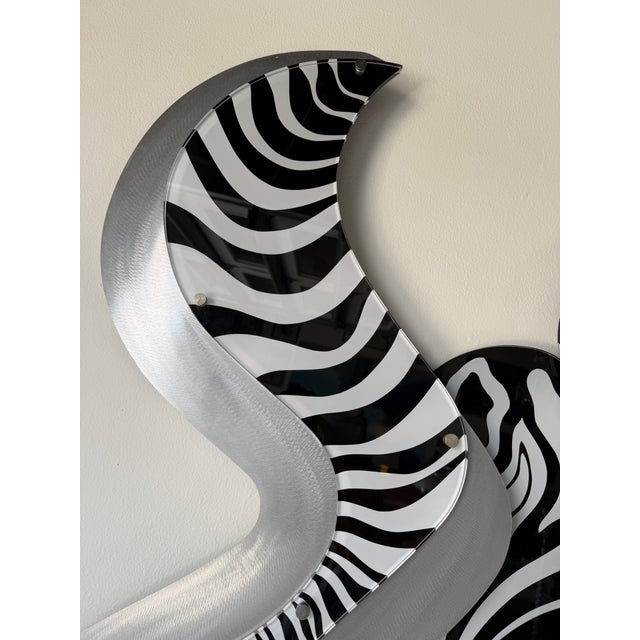 Large 1980s Shlomi Haziza Postmodern Abstract Zebra Wall Art Sculpture For Sale - Image 10 of 13