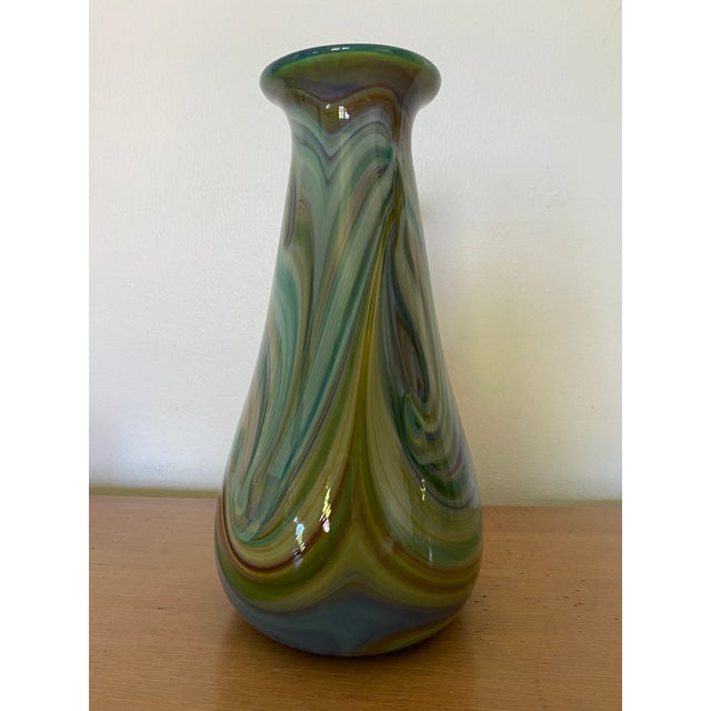 Glass 1980s Pulled Feather Art Glass Vase by Jim & Connie Grant of Celestial Glass Studio For Sale - Image 7 of 9