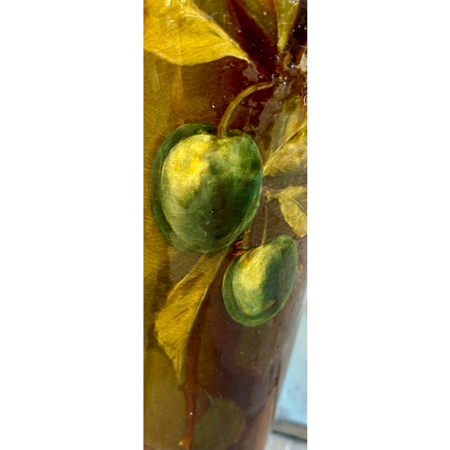 Art Nouveau Monumental 35" Antique Artist-Signed Weller Louwelsa Art Pottery Table Lamp by William Haubrich For Sale - Image 3 of 12