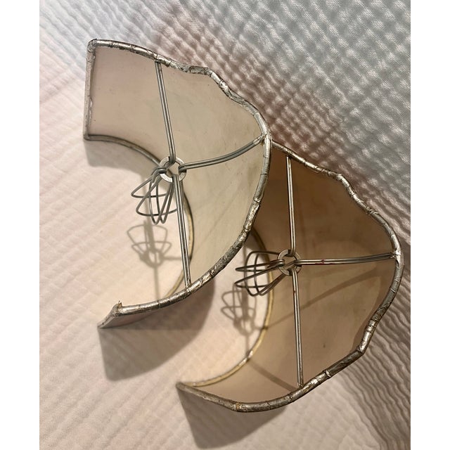 Pair of Hand painted Half lampshades-shields , Italian style with candelabra clip ready to use on wall sconce fixture