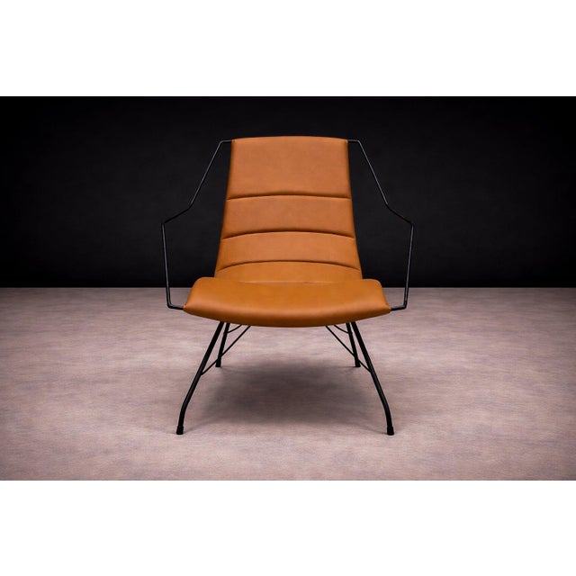 1950s Armchair in Brown Leather & Iron, Carlo Hauner, 1950s For Sale - Image 5 of 10