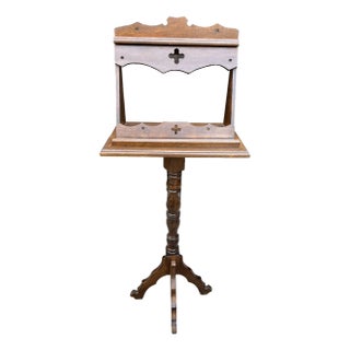 Mid-Century Wooden Revolving Lectern, 1940s For Sale