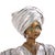 A captivating pair of theatrical papier-mâché figures, each standing in a poised, lantern-bearing stance, richly adorned...