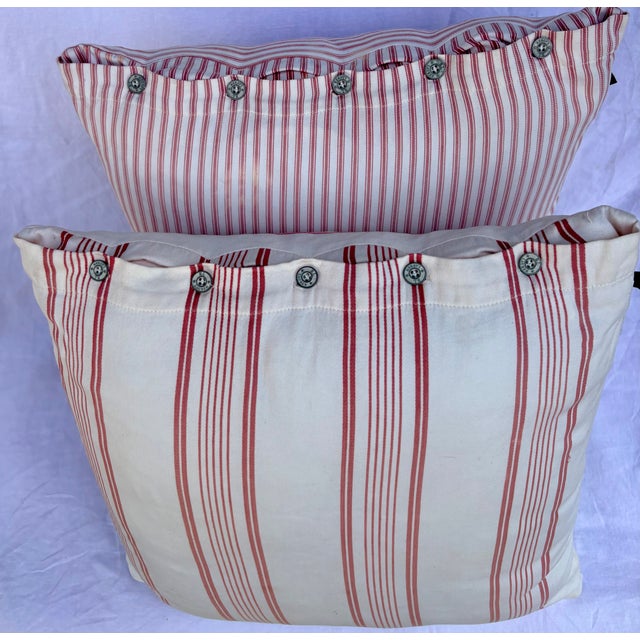 Red Lauren Ralph Lauren Red Stripe Pillow Covers With Inserts- Set of Two For Sale - Image 8 of 9