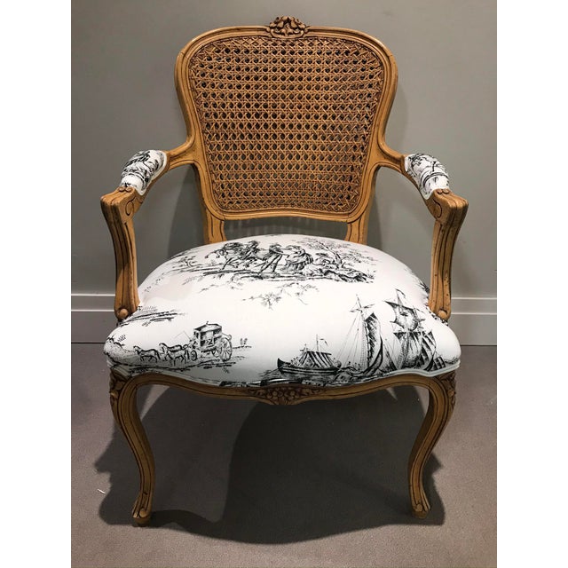 18th Century Cane Back Bergere Chair Toile Fabric Chairish