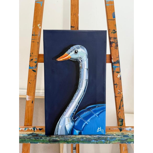 Sofía Cristina Jiménez, Silver Inflatable Ostrich, Lady Truthi 3, 2025, Acrylic Painting For Sale - Image 10 of 14