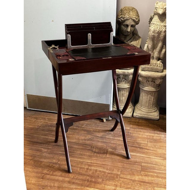English Victorian Folding Campaign Desk with Fitted Interior For Sale - Image 10 of 18
