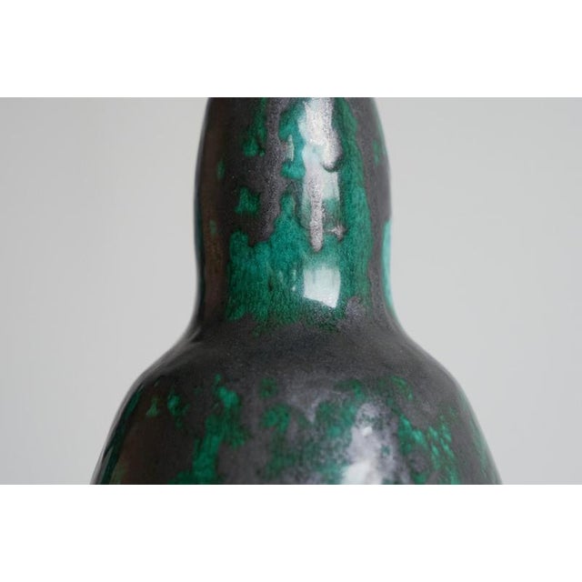 Green Glazed Studio Pottery Table Lamp, 1930s For Sale - Image 3 of 12