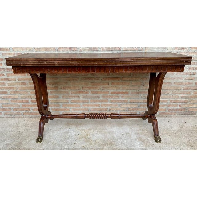 Wood Mid-Century Modern Convertible Dining Table with Bronze Claw Legs, 1950s For Sale - Image 7 of 18