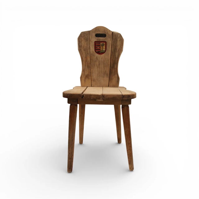 Wood 19c Belgian Antique Chairs With Coat of Arms From Chateau For Sale - Image 7 of 11